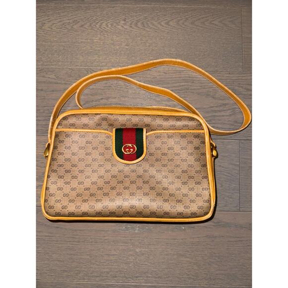 Gucci Vintage Authentic GG Micro Monogram Sherry Crossbody/Shoulder Bag w Pouch - Picture 1 of 16